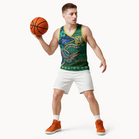 Personalised Solomon Islands Independence Day Basketball Jersey Crocodile Hibiscus Tribal Pattern DT05 - Polynesian Pride
