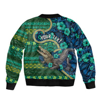Personalised Solomon Islands Independence Day Bomber Jacket Crocodile Hibiscus Tribal Pattern DT05 - Polynesian Pride