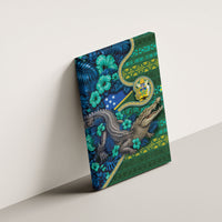 Solomon Islands Independence Day Canvas Wall Art Crocodile Hibiscus Tribal Pattern DT05 - Polynesian Pride