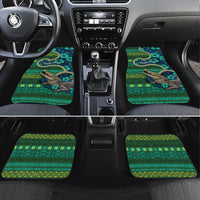 Personalised Solomon Islands Independence Day Car Mats Crocodile Hibiscus Tribal Pattern DT05 Set 4pcs Green - Polynesian Pride