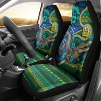 Solomon Islands Independence Day Car Seat Cover Crocodile Hibiscus Tribal Pattern DT05 - Polynesian Pride