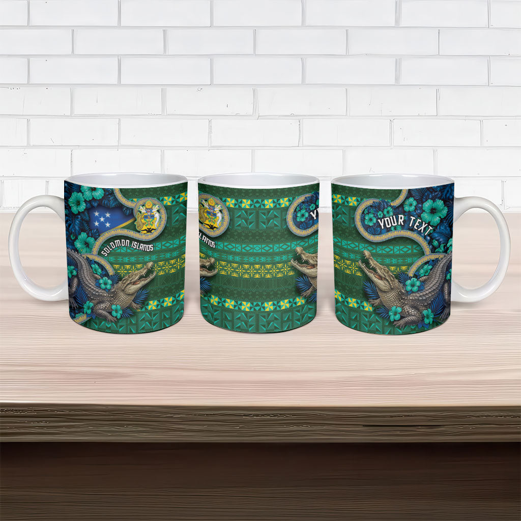 Personalised Solomon Islands Independence Day Ceramic Mug Crocodile Hibiscus Tribal Pattern DT05 - Polynesian Pride