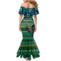 Personalised Solomon Islands Independence Day Family Matching Mermaid Dress and Hawaiian Shirt Crocodile Hibiscus Tribal Pattern DT05 - Polynesian Pride
