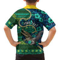 Personalised Solomon Islands Independence Day Family Matching Tank Maxi Dress and Hawaiian Shirt Crocodile Hibiscus Tribal Pattern DT05 - Polynesian Pride
