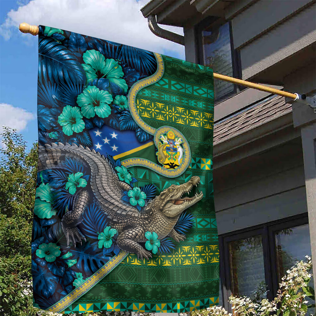 Solomon Islands Independence Day Garden Flag Crocodile Hibiscus Tribal Pattern DT05 - Polynesian Pride