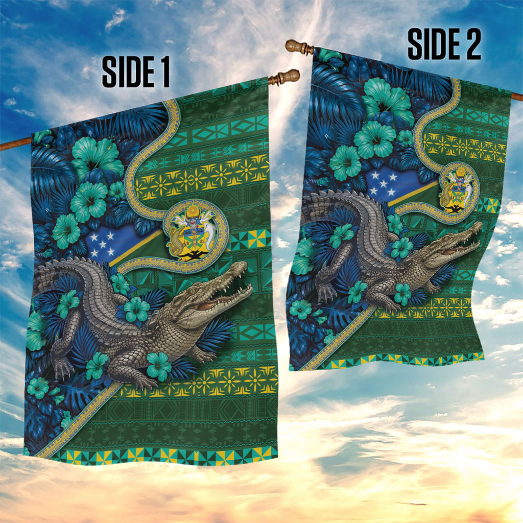 Solomon Islands Independence Day Garden Flag Crocodile Hibiscus Tribal Pattern DT05 - Polynesian Pride