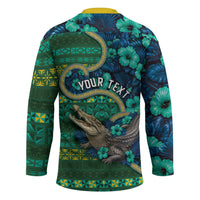Personalised Solomon Islands Independence Day Hockey Jersey Crocodile Hibiscus Tribal Pattern DT05 - Polynesian Pride