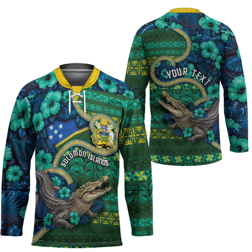 Personalised Solomon Islands Independence Day Hockey Jersey Crocodile Hibiscus Tribal Pattern DT05 - Polynesian Pride