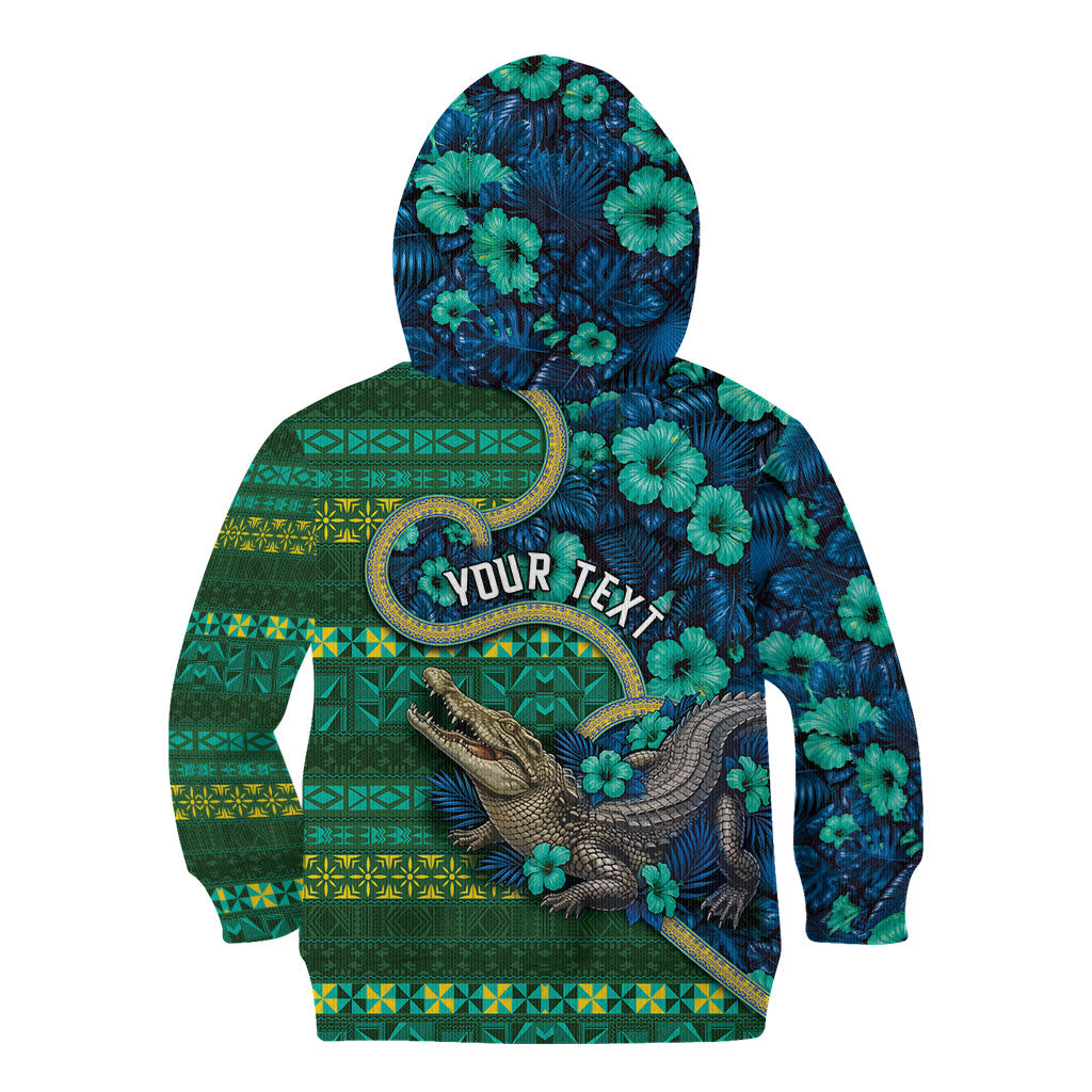 Personalised Solomon Islands Independence Day Kid Hoodie Crocodile Hibiscus Tribal Pattern DT05 - Polynesian Pride