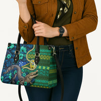 Solomon Islands Independence Day Leather Bag Crocodile Hibiscus Tribal Pattern DT05 - Polynesian Pride