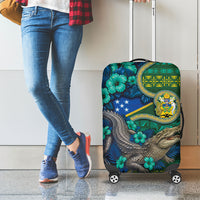 Solomon Islands Independence Day Luggage Cover Crocodile Hibiscus Tribal Pattern DT05 - Polynesian Pride