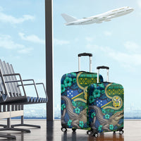 Solomon Islands Independence Day Luggage Cover Crocodile Hibiscus Tribal Pattern DT05 - Polynesian Pride