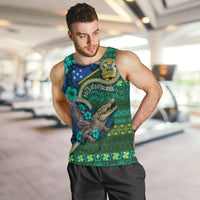 Personalised Solomon Islands Independence Day Men Tank Top Crocodile Hibiscus Tribal Pattern DT05 Green - Polynesian Pride