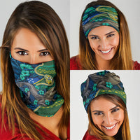 Solomon Islands Independence Day Neck Gaiter Crocodile Hibiscus Tribal Pattern DT05 - Polynesian Pride