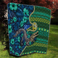 Solomon Islands Independence Day Quilt Crocodile Hibiscus Tribal Pattern DT05 - Polynesian Pride