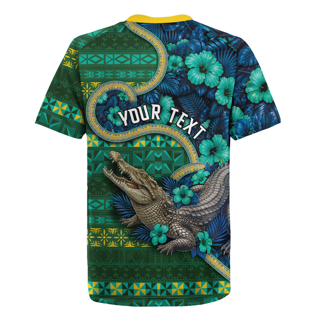 Personalised Solomon Islands Independence Day Rugby Jersey Crocodile Hibiscus Tribal Pattern DT05 - Polynesian Pride