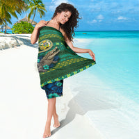 Solomon Islands Independence Day Sarong Crocodile Hibiscus Tribal Pattern DT05 - Polynesian Pride