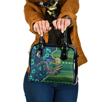 Solomon Islands Independence Day Shoulder Handbag Crocodile Hibiscus Tribal Pattern DT05 One Size Green - Polynesian Pride
