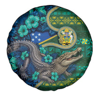 Solomon Islands Independence Day Spare Tire Cover Crocodile Hibiscus Tribal Pattern DT05 - Polynesian Pride