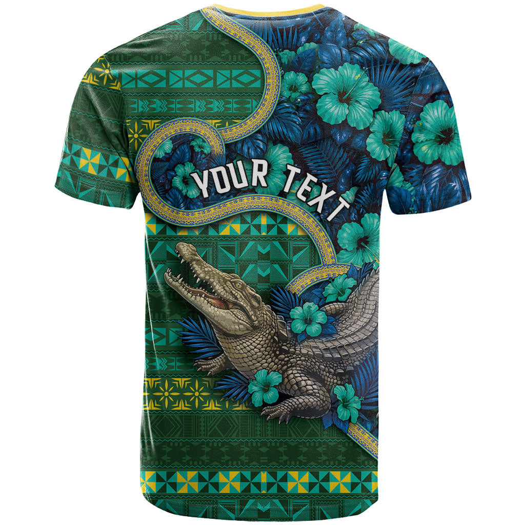 Personalised Solomon Islands Independence Day T Shirt Crocodile Hibiscus Tribal Pattern DT05 - Polynesian Pride