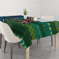 Solomon Islands Independence Day Tablecloth Crocodile Hibiscus Tribal Pattern DT05 - Polynesian Pride
