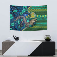 Solomon Islands Independence Day Tapestry Crocodile Hibiscus Tribal Pattern DT05 - Polynesian Pride