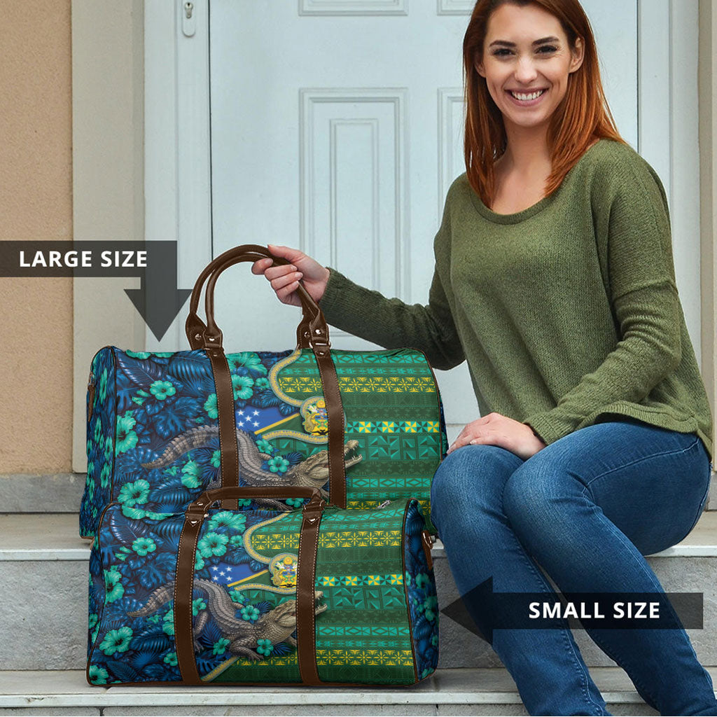 Solomon Islands Independence Day Travel Bag Crocodile Hibiscus Tribal Pattern DT05 - Polynesian Pride