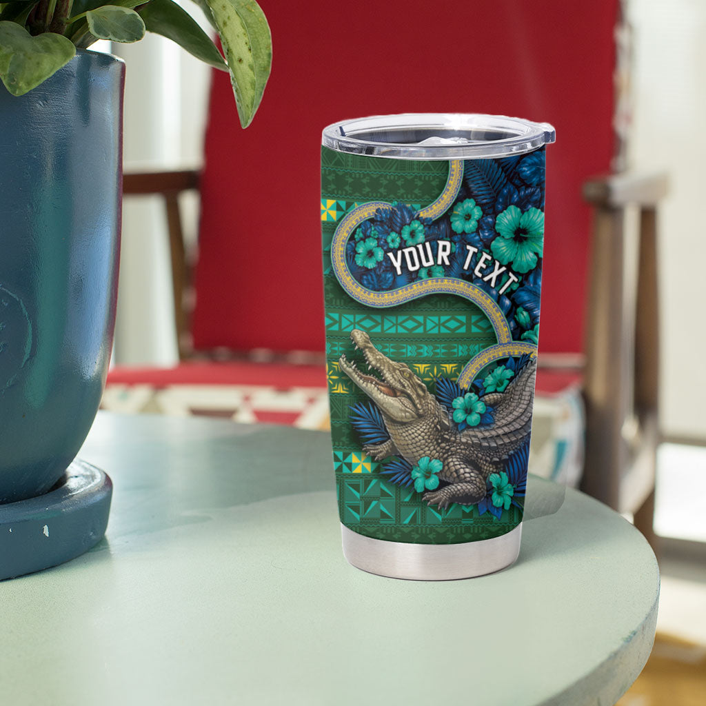 Personalised Solomon Islands Independence Day Tumbler Cup Crocodile Hibiscus Tribal Pattern DT05 - Polynesian Pride