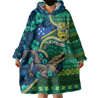 Personalised Solomon Islands Independence Day Wearable Blanket Hoodie Crocodile Hibiscus Tribal Pattern DT05 - Polynesian Pride