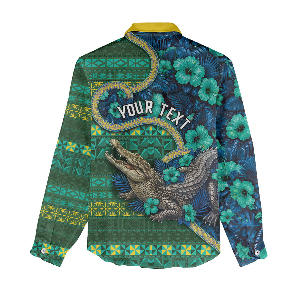 Personalised Solomon Islands Independence Day Women Casual Shirt Crocodile Hibiscus Tribal Pattern DT05 - Polynesian Pride