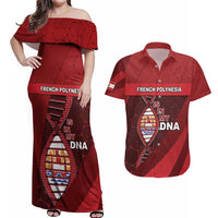 French Polynesia Is In My DNA Couples Matching Off Shoulder Maxi Dress and Hawaiian Shirt DT05 Red - Polynesian Pride