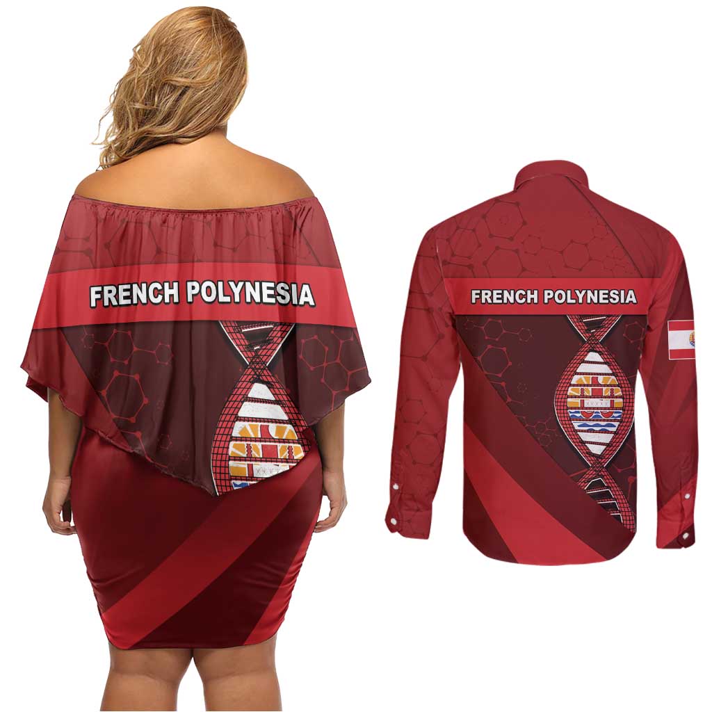 French Polynesia Is In My DNA Couples Matching Off Shoulder Short Dress and Long Sleeve Button Shirt DT05 - Polynesian Pride