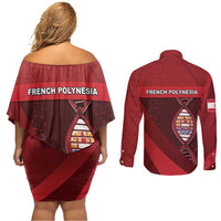 French Polynesia Is In My DNA Couples Matching Off Shoulder Short Dress and Long Sleeve Button Shirt DT05 - Polynesian Pride