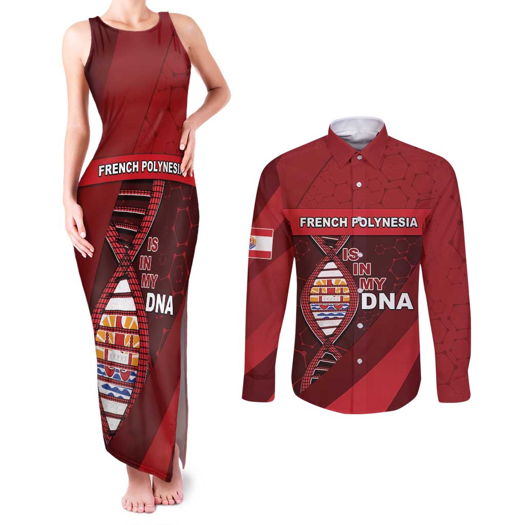 French Polynesia Is In My DNA Couples Matching Tank Maxi Dress and Long Sleeve Button Shirt - Polynesian Pride