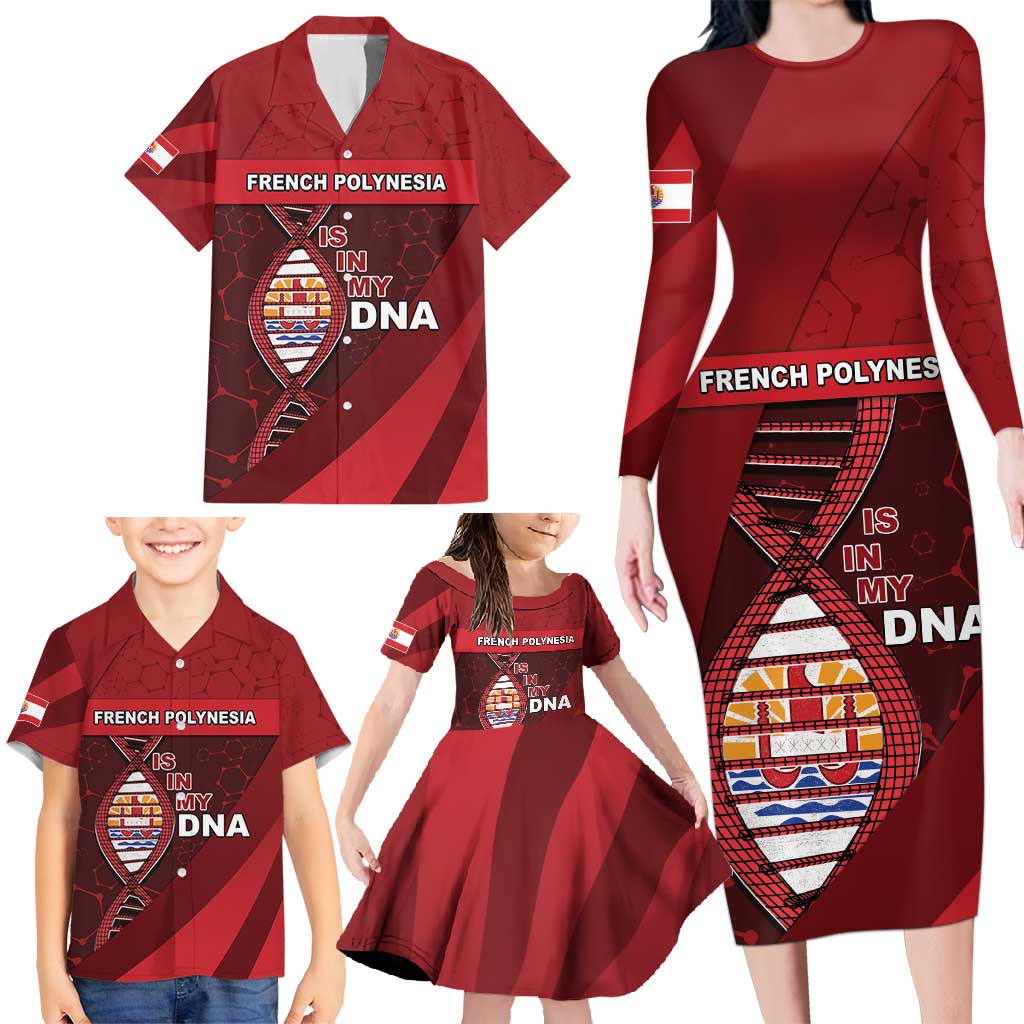 French Polynesia Is In My DNA Family Matching Long Sleeve Bodycon Dress and Hawaiian Shirt - Polynesian Pride