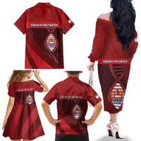 French Polynesia Is In My DNA Family Matching Off The Shoulder Long Sleeve Dress and Hawaiian Shirt - Polynesian Pride