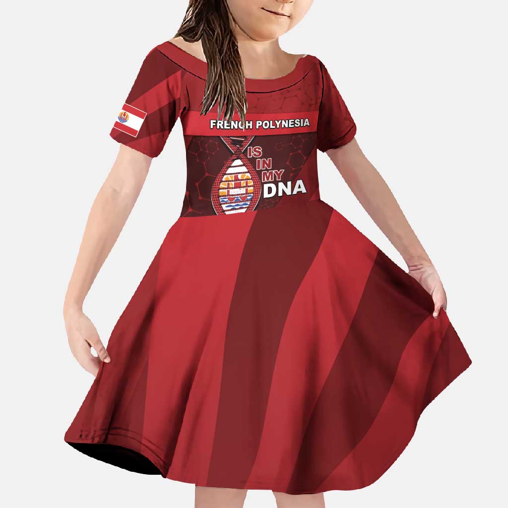 French Polynesia Is In My DNA Family Matching Summer Maxi Dress and Hawaiian Shirt DT05 Daughter's Dress Red - Polynesian Pride