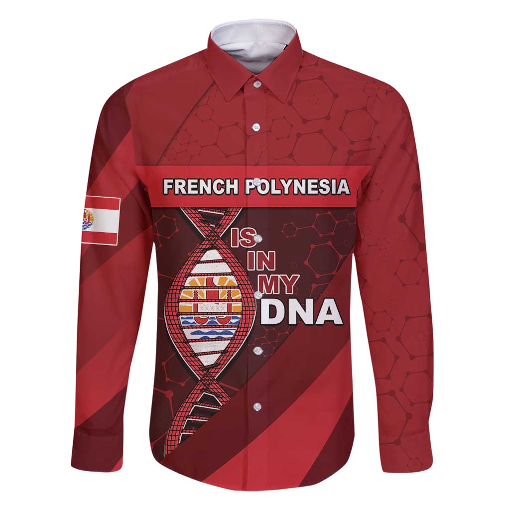 French Polynesia Is In My DNA Family Matching Tank Maxi Dress and Hawaiian Shirt DT05 Dad's Shirt - Long Sleeve Red - Polynesian Pride