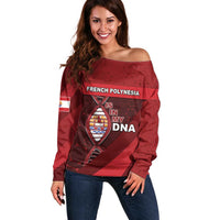 French Polynesia Is In My DNA Off Shoulder Sweater DT05 Women Red - Polynesian Pride