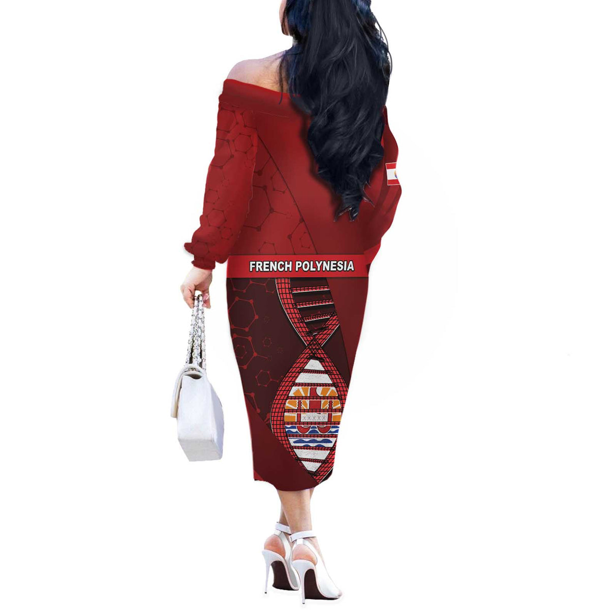 French Polynesia Is In My DNA Off The Shoulder Long Sleeve Dress - Polynesian Pride