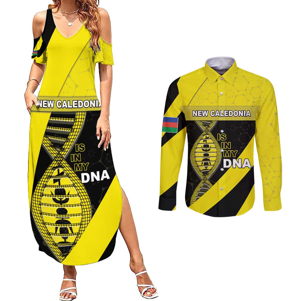 New Caledonia Is In My DNA Couples Matching Summer Maxi Dress and Long Sleeve Button Shirt - Polynesian Pride