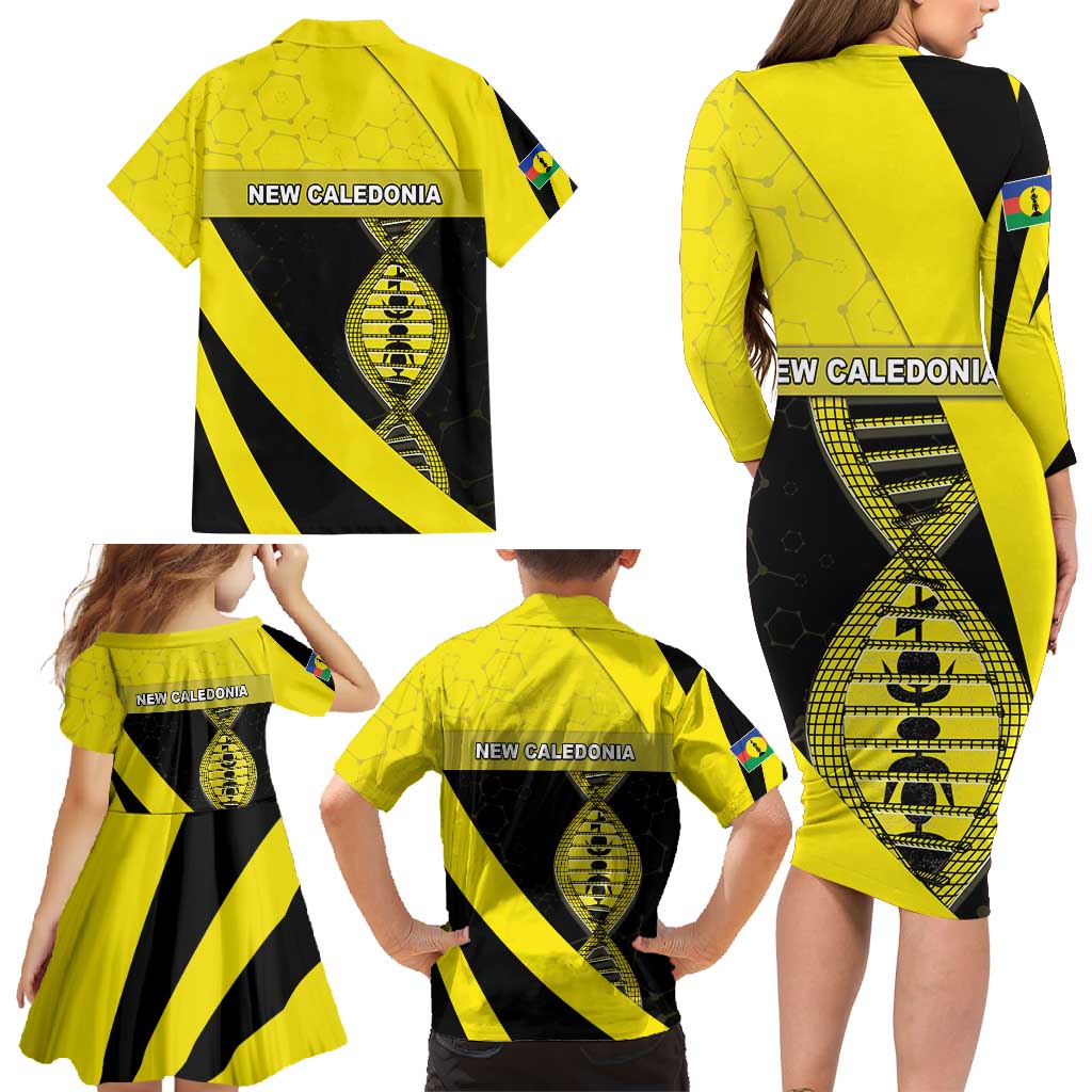 New Caledonia Is In My DNA Family Matching Long Sleeve Bodycon Dress and Hawaiian Shirt - Polynesian Pride