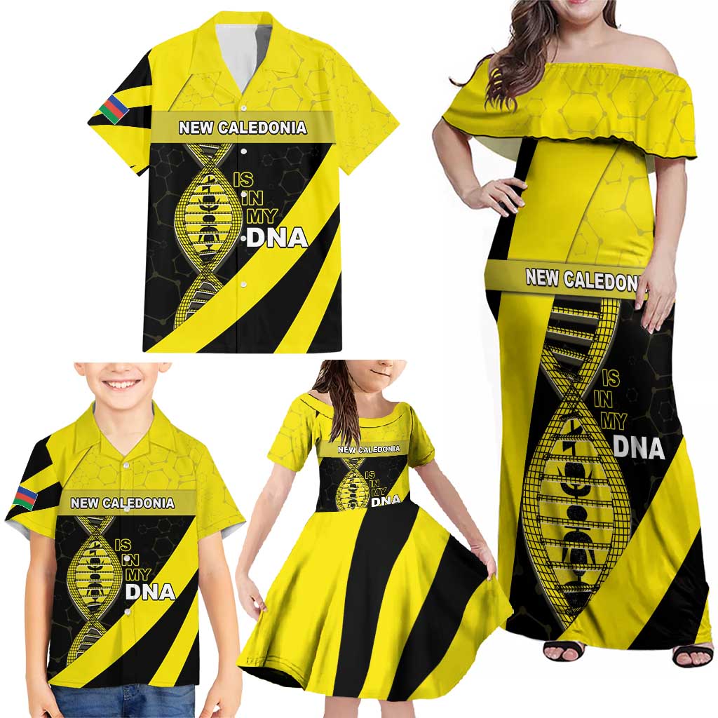 New Caledonia Is In My DNA Family Matching Off Shoulder Maxi Dress and Hawaiian Shirt - Polynesian Pride