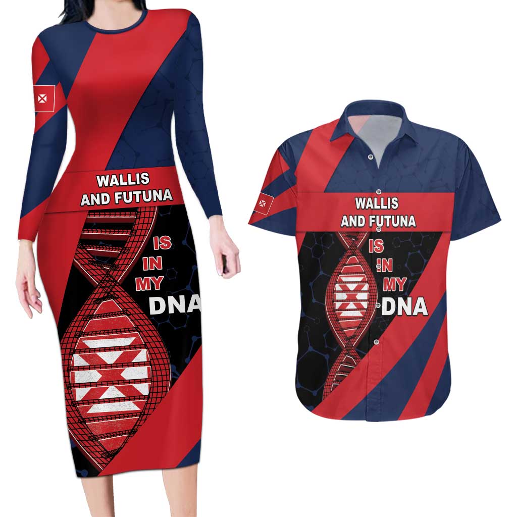 Wallis And Futuna Is In My DNA Couples Matching Long Sleeve Bodycon Dress and Hawaiian Shirt DT05 Multicolor - Polynesian Pride