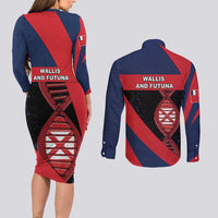 Wallis And Futuna Is In My DNA Couples Matching Long Sleeve Bodycon Dress and Long Sleeve Button Shirt DT05 - Polynesian Pride