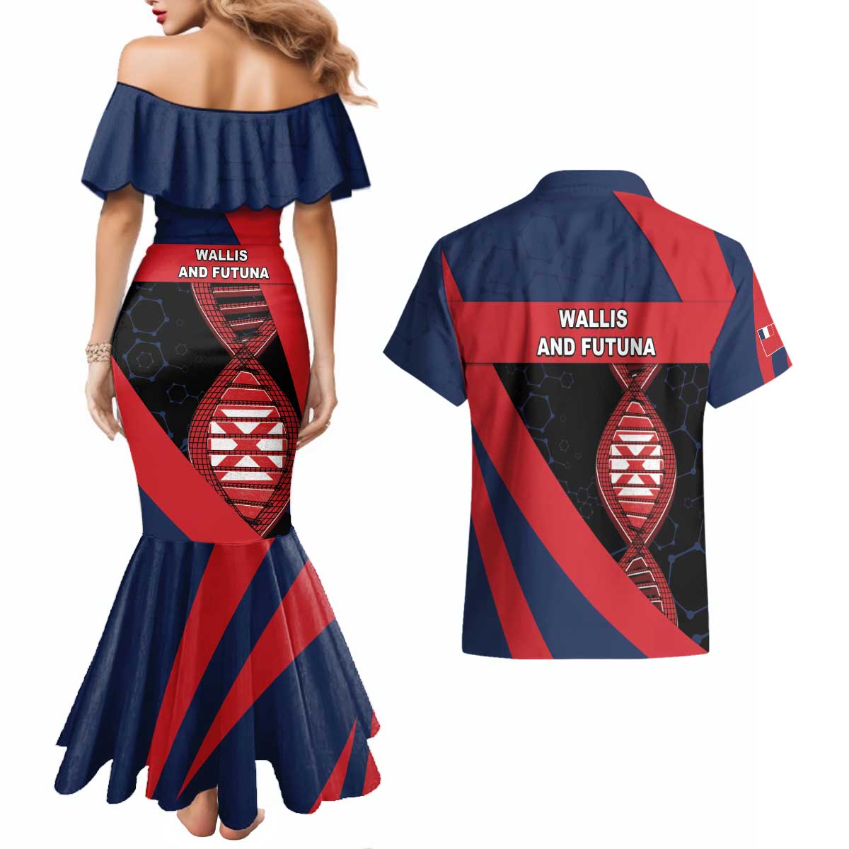 Wallis And Futuna Is In My DNA Couples Matching Mermaid Dress and Hawaiian Shirt DT05 - Polynesian Pride