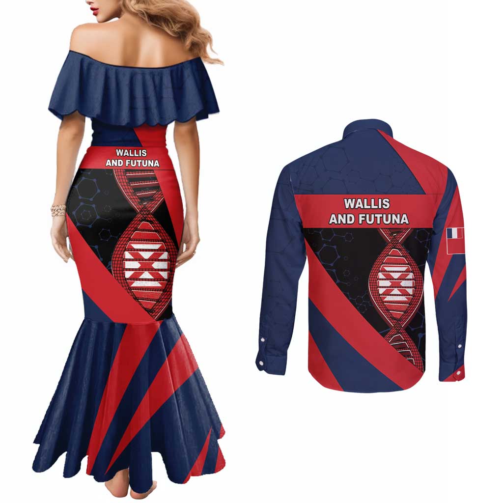 Wallis And Futuna Is In My DNA Couples Matching Mermaid Dress and Long Sleeve Button Shirt DT05 - Polynesian Pride