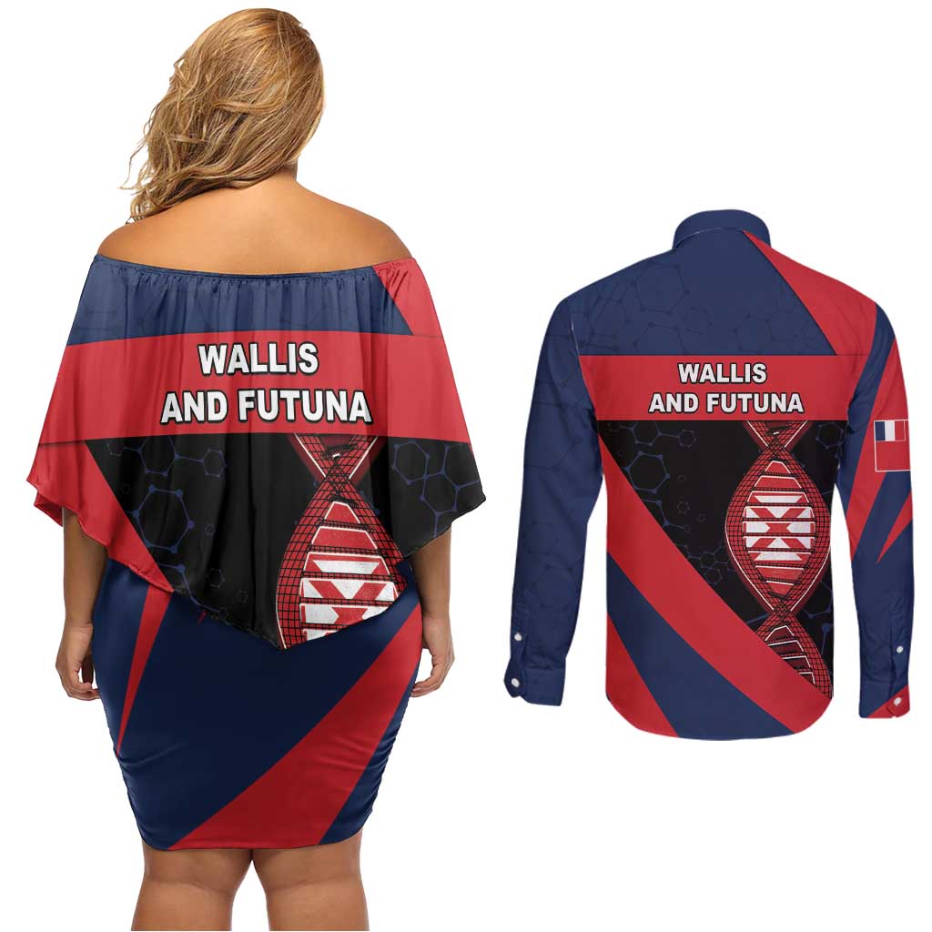 Wallis And Futuna Is In My DNA Couples Matching Off Shoulder Short Dress and Long Sleeve Button Shirt DT05 - Polynesian Pride