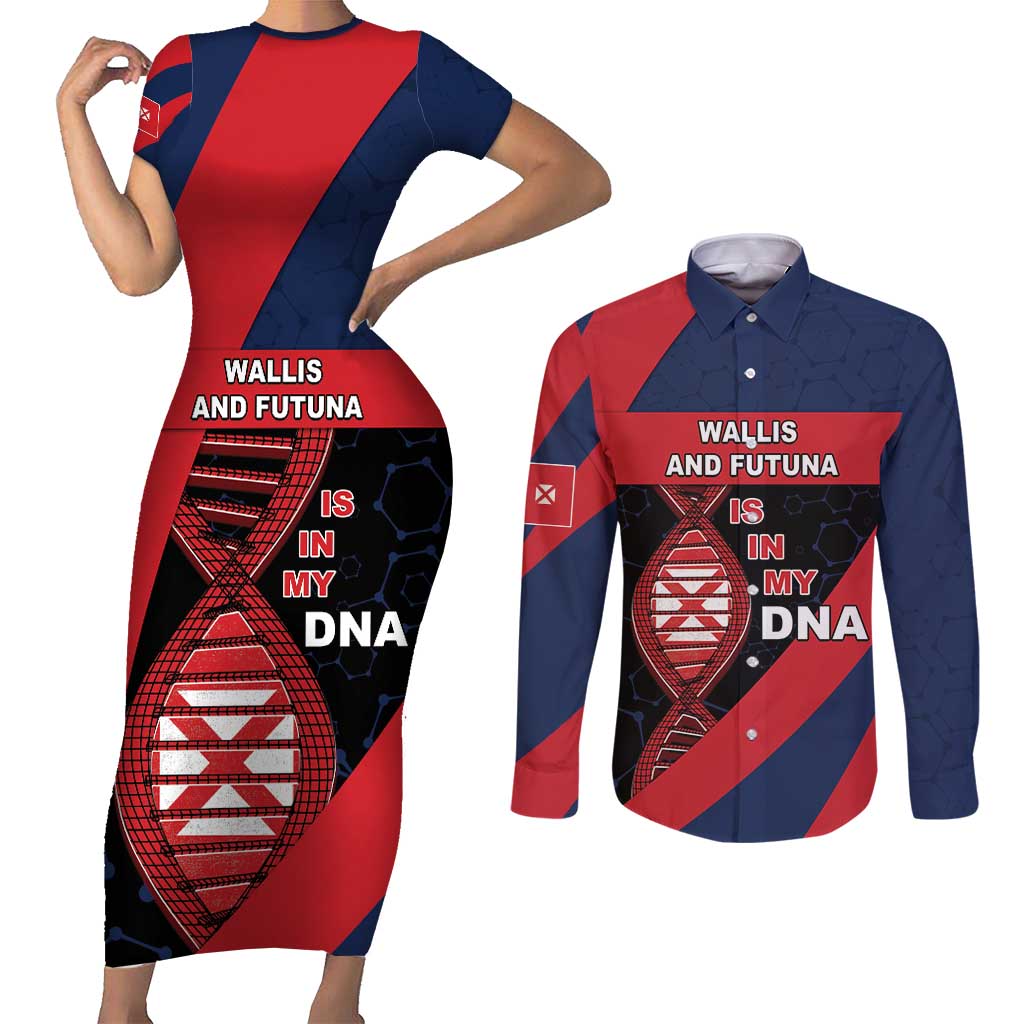 Wallis And Futuna Is In My DNA Couples Matching Short Sleeve Bodycon Dress and Long Sleeve Button Shirt DT05 Multicolor - Polynesian Pride