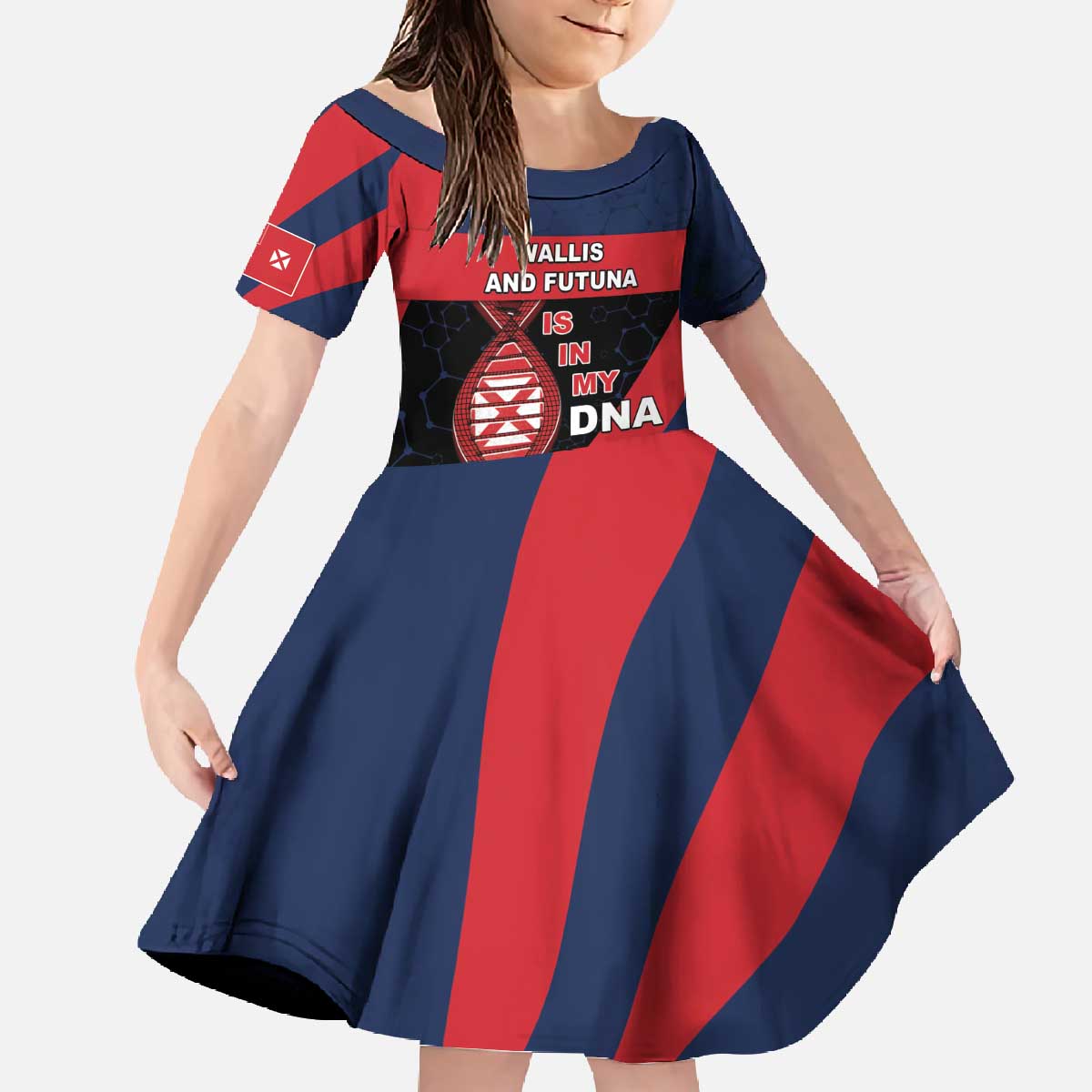 Wallis And Futuna Is In My DNA Family Matching Off The Shoulder Long Sleeve Dress and Hawaiian Shirt - Polynesian Pride